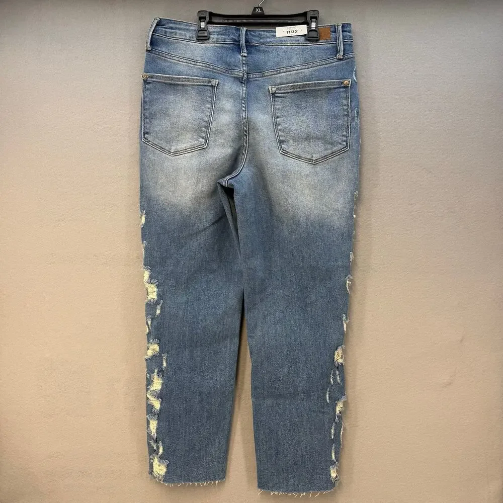 Judy Blue Jeans Women's 11/30 Blue Cropped Straight Leg High Waist NWT - Picture 2 of 14